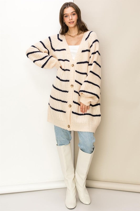 Alina Oversized Striped Sweater Cardigan