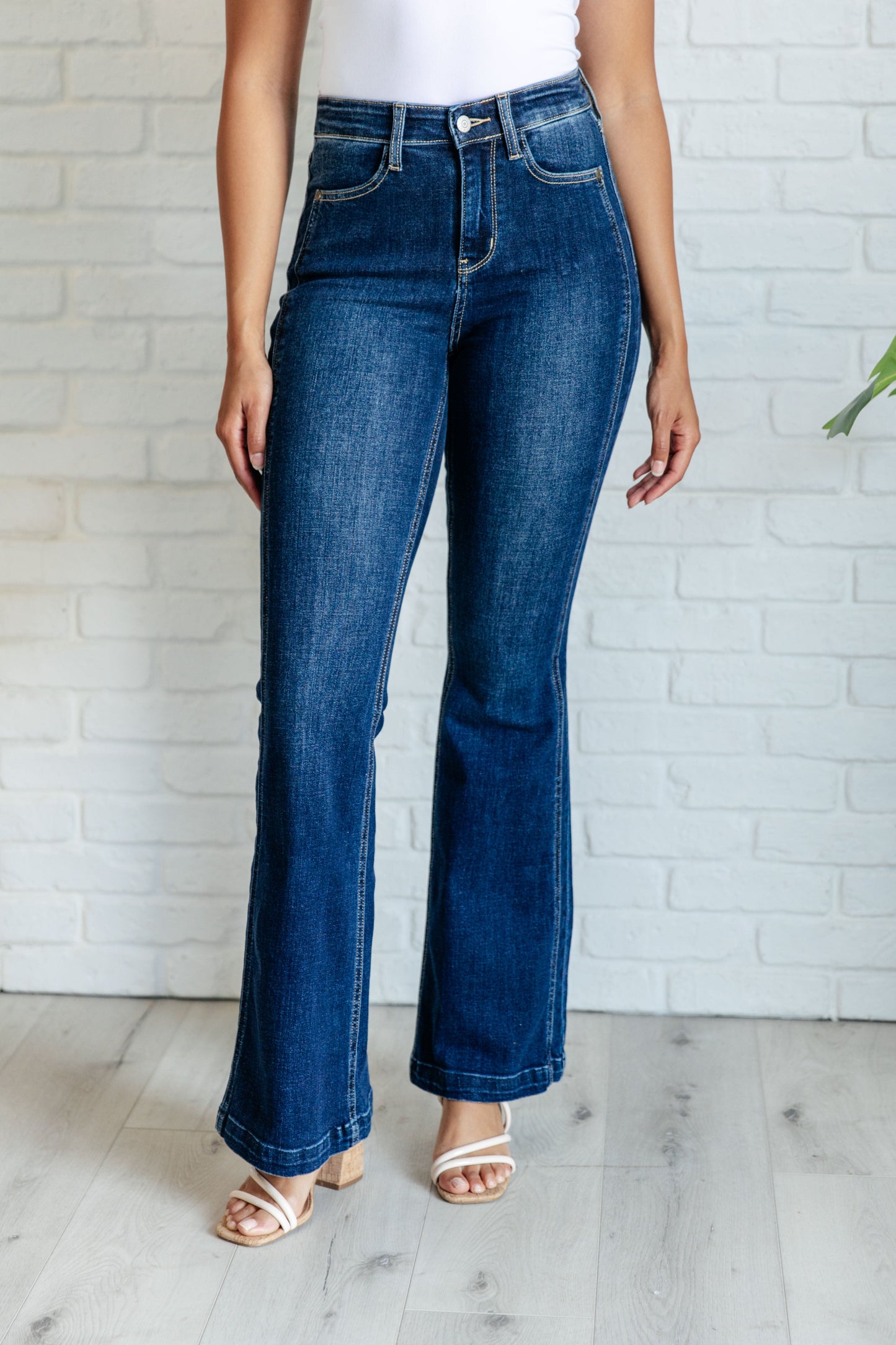 High Rise Side Seam Detail Flare Jeans