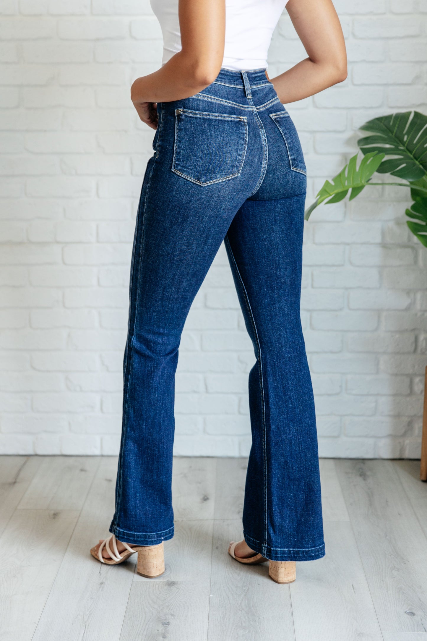 High Rise Side Seam Detail Flare Jeans