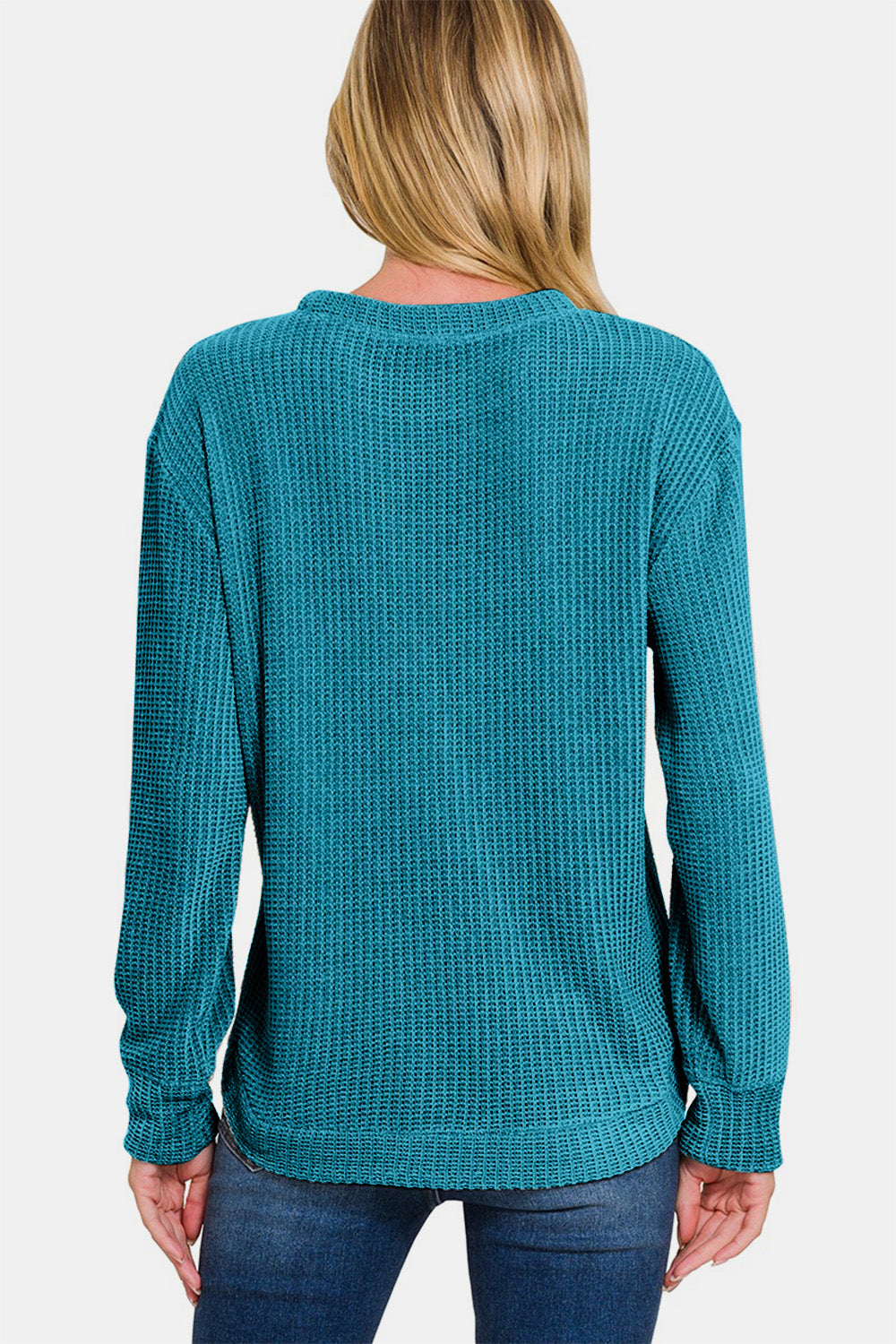 Maddie Chenille Waffle Round Neck Sweater