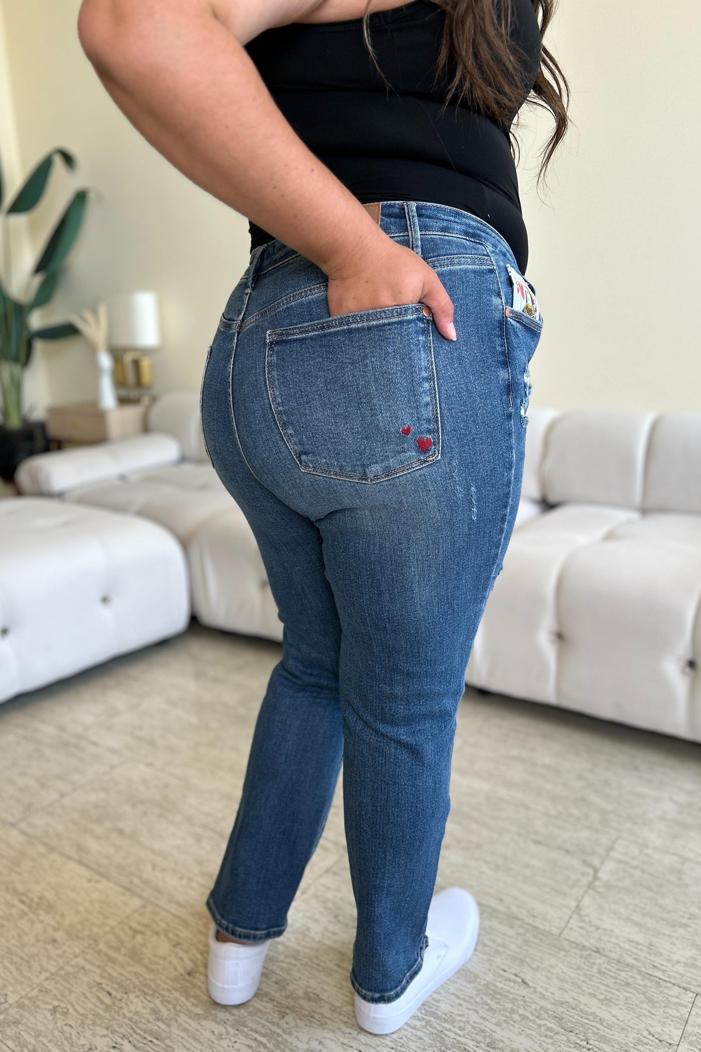 Queen Of Hearts Coin Pocket BF Jeans
