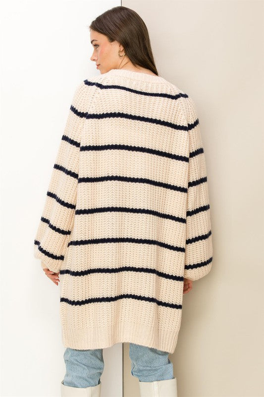 Alina Oversized Striped Sweater Cardigan