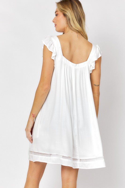 Amelia Embroidered Square Neck Mini Dress