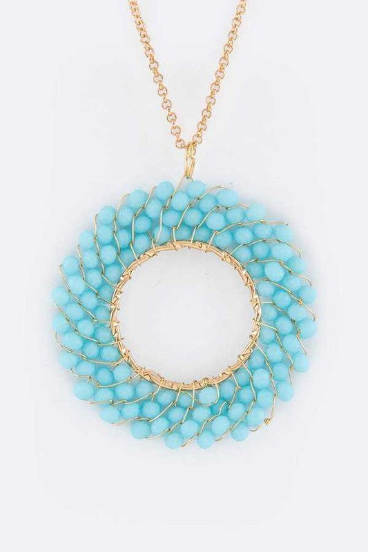 Beaded Hoop Pendant Necklace