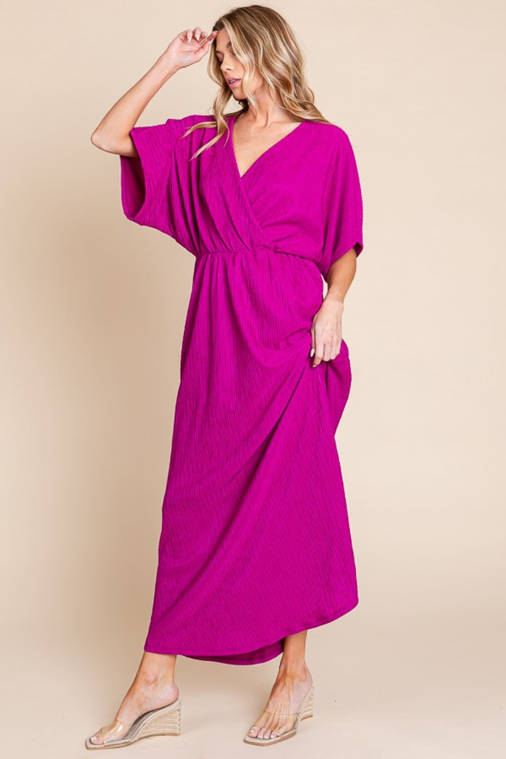 Greta Surplice Maxi Dress with Pockets