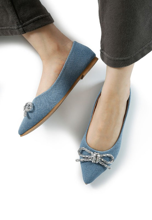 Jordan Embellished Bow Detail Ballet Flats