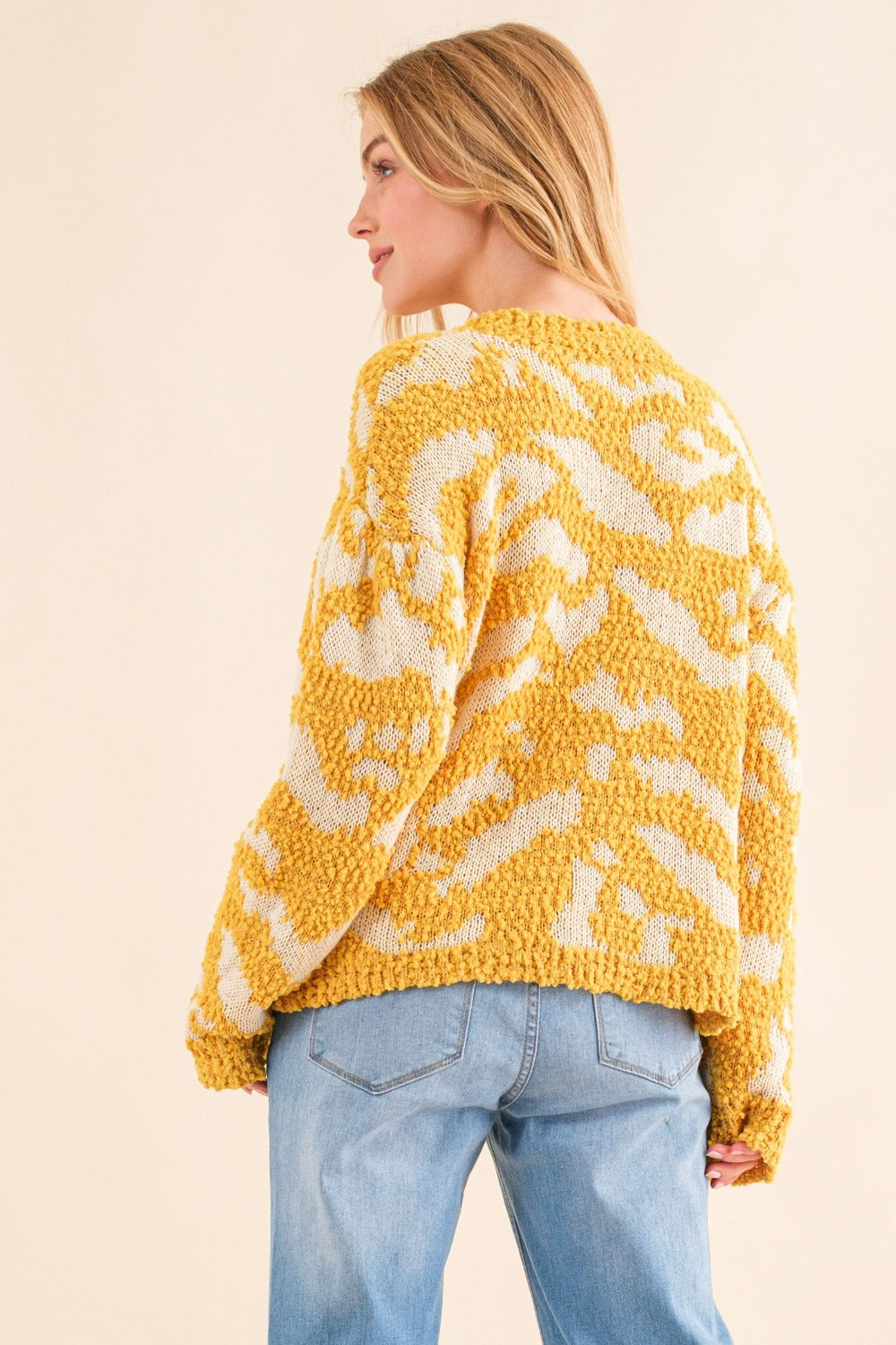 Camille Textured Pattern Contrast Sweater