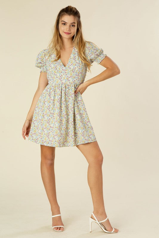 Casey Floral V Neck Dress