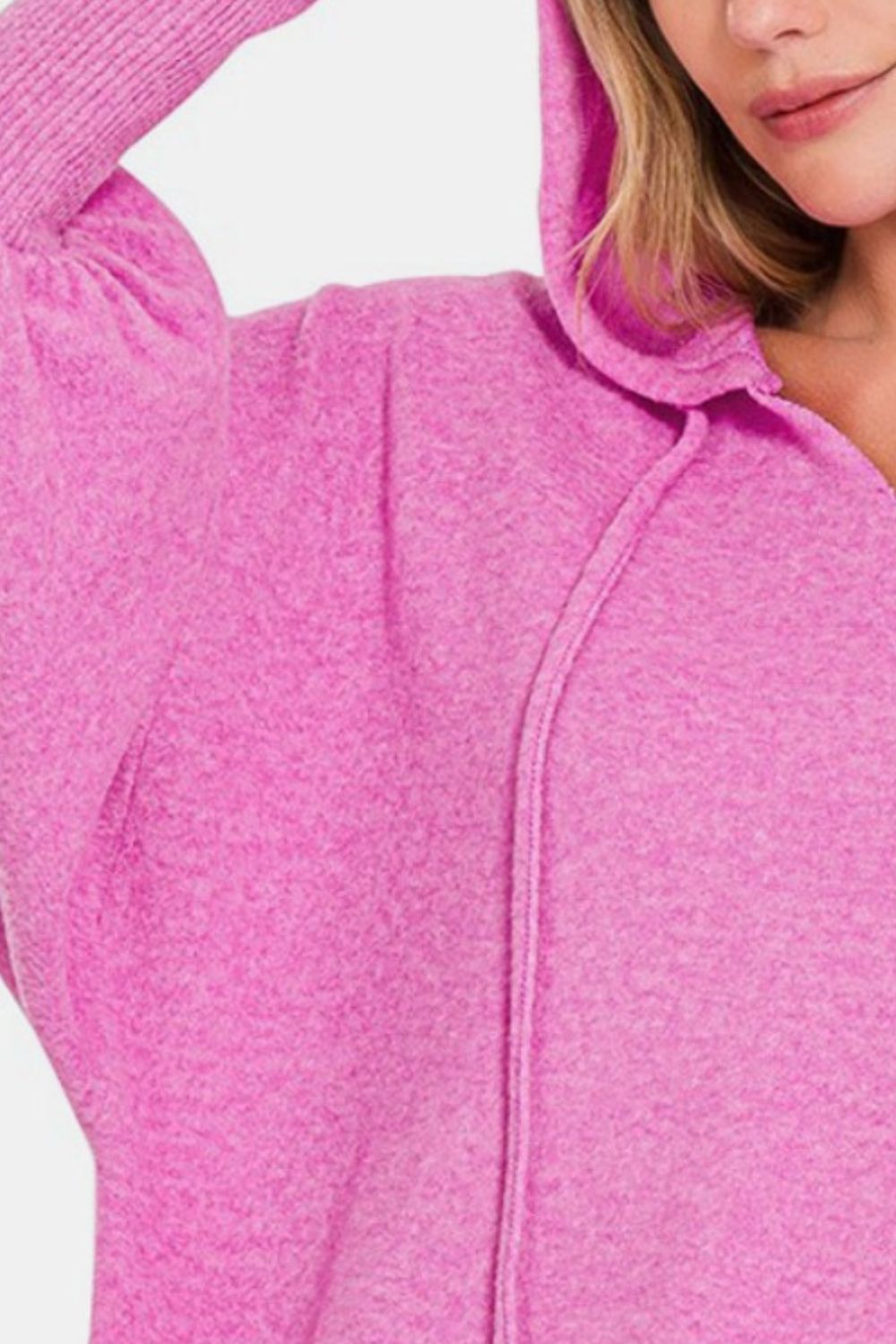 Molly Brushed Hacci Drop Shoulder Cropped Hoodie