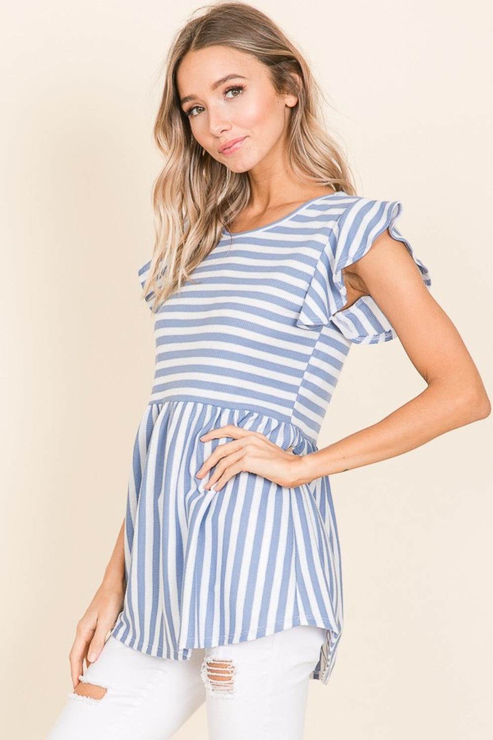 Betsy Striped Round Neck Blouse