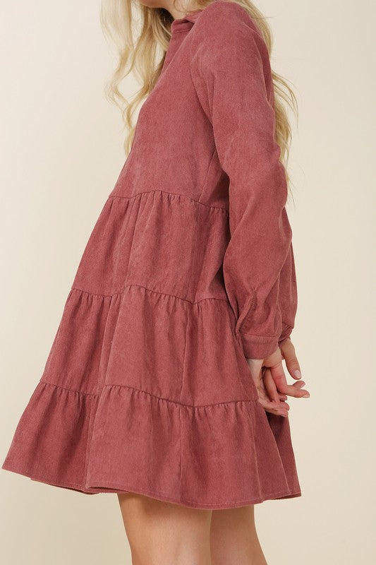 Maren Corduroy Tiered Dress