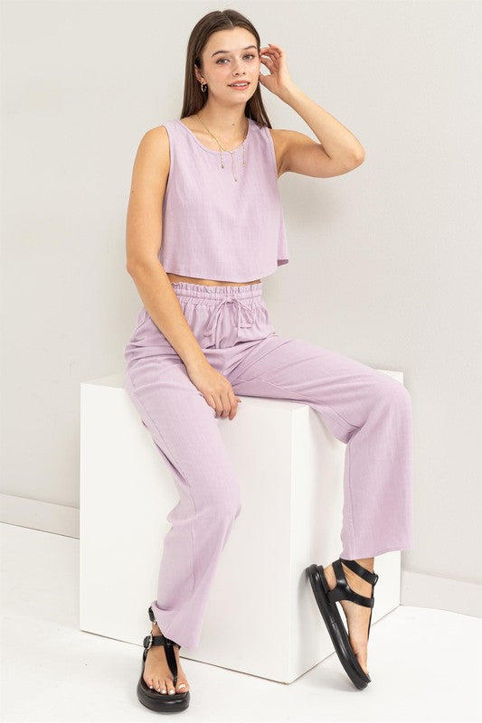 Hera Linen Blended Top and Pants Set