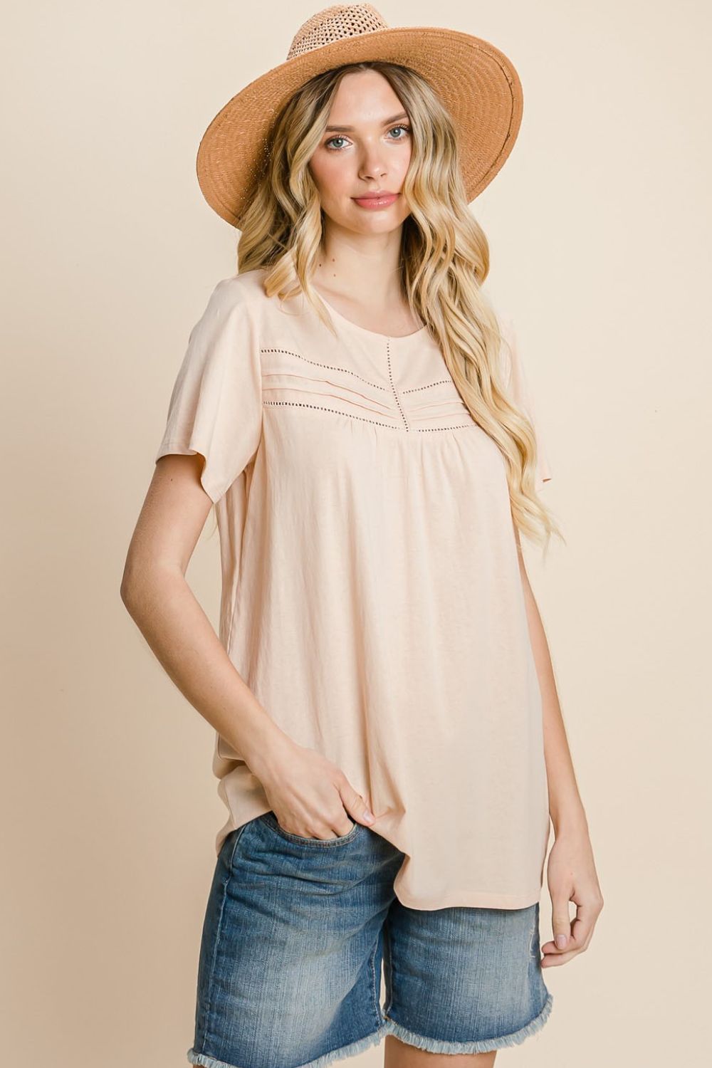 Hannah Eyelet Round Neck Top