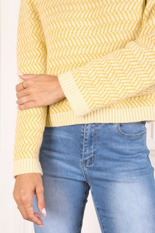 Kendall Herringbone Crew Neck Sweater