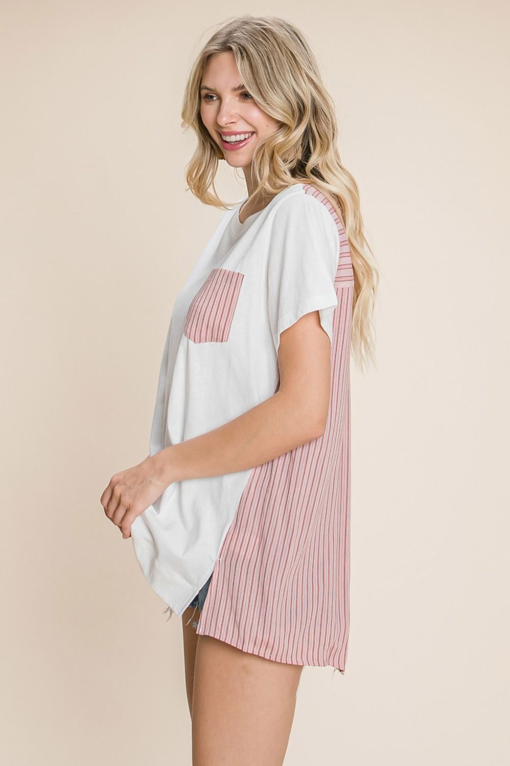 Kacy Striped Short Sleeve Top