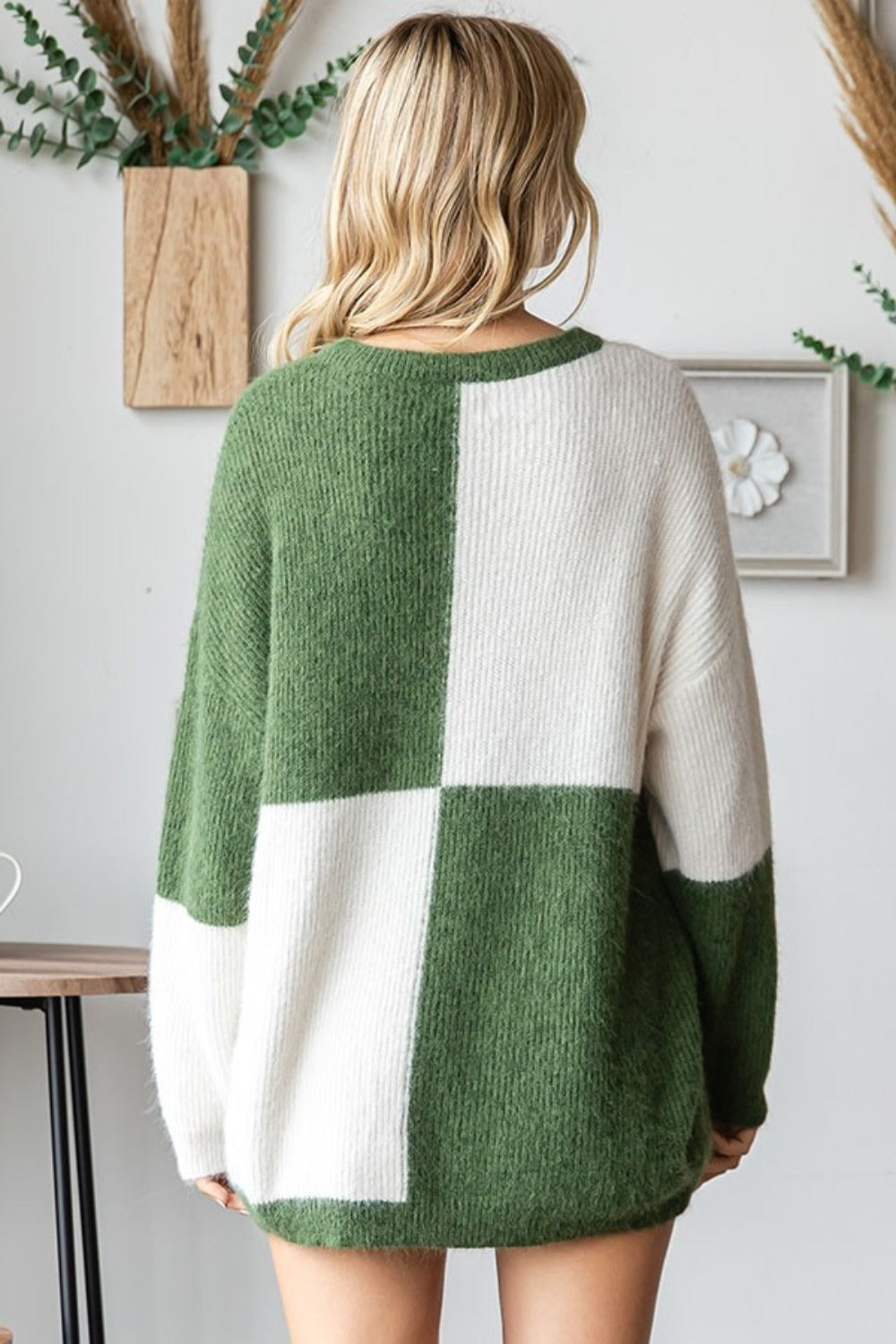 Georgia Color Block Round Neck Ribbed Sweater