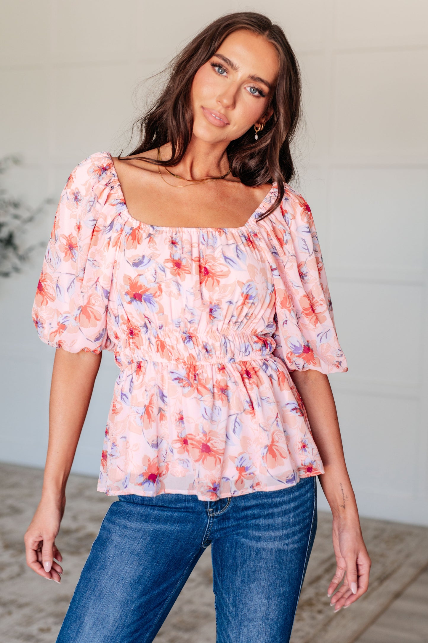 Naomi Square Neck Balloon Sleeve Blouse