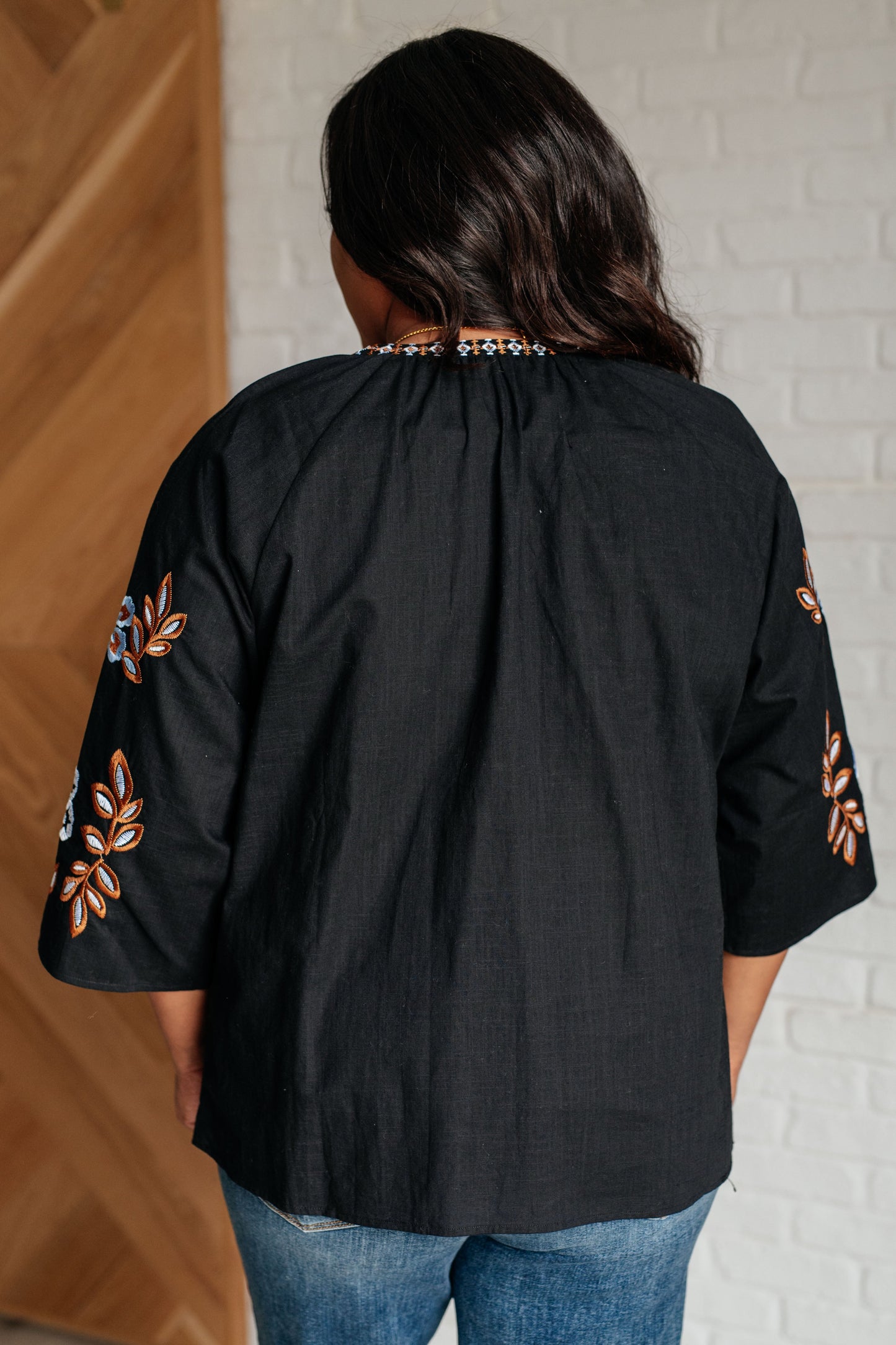 Kenya Embroidered V-Neck Blouse