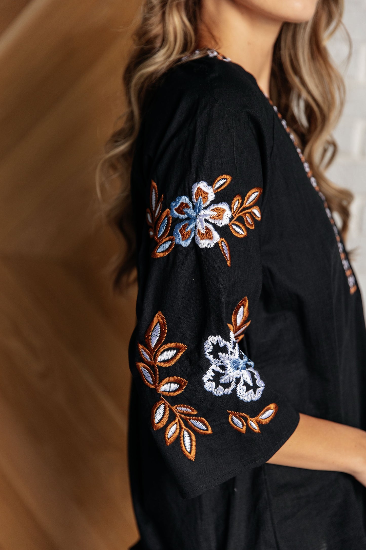 Kenya Embroidered V-Neck Blouse