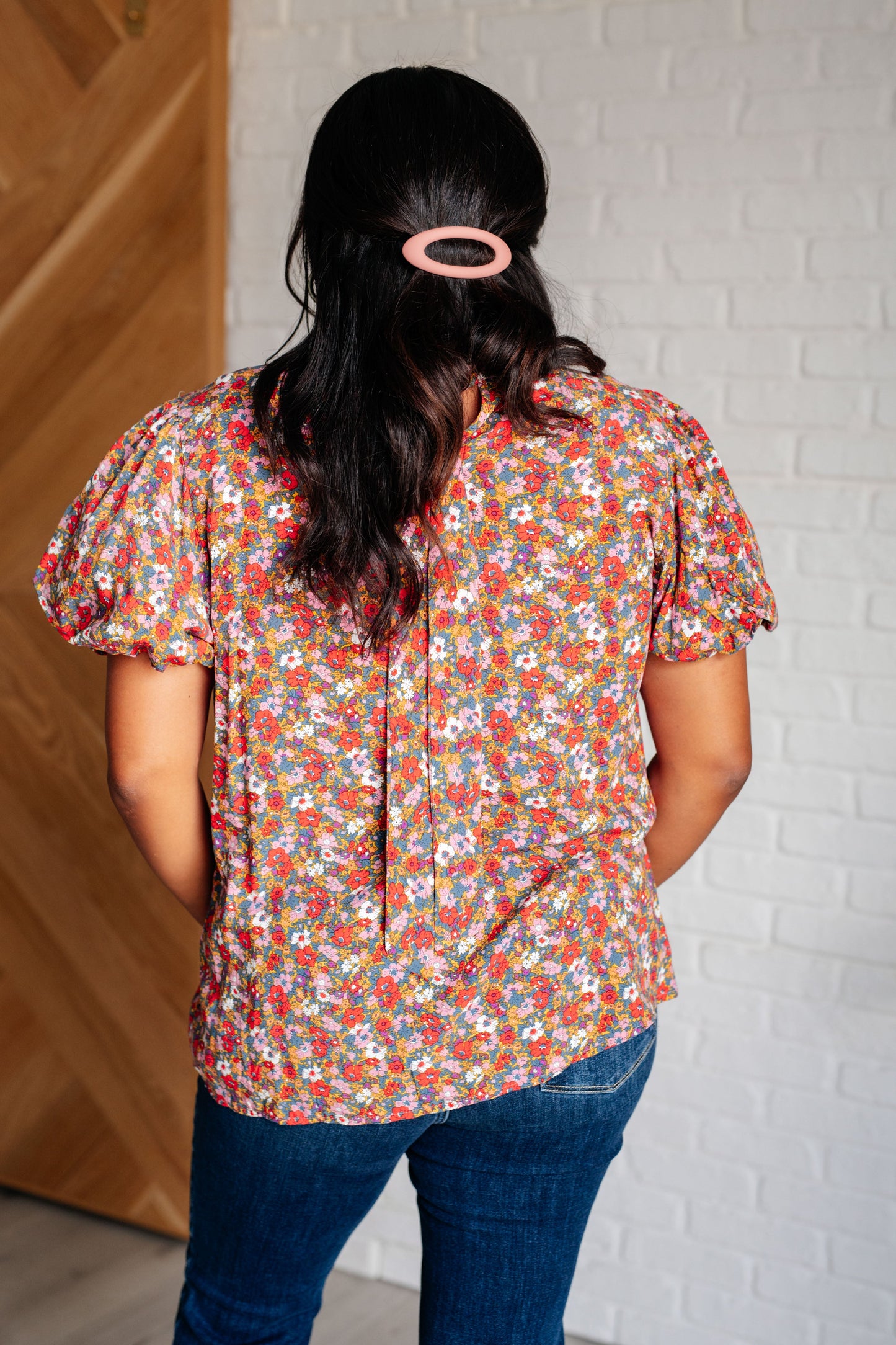 Ashley Floral Mock Neck Blouse