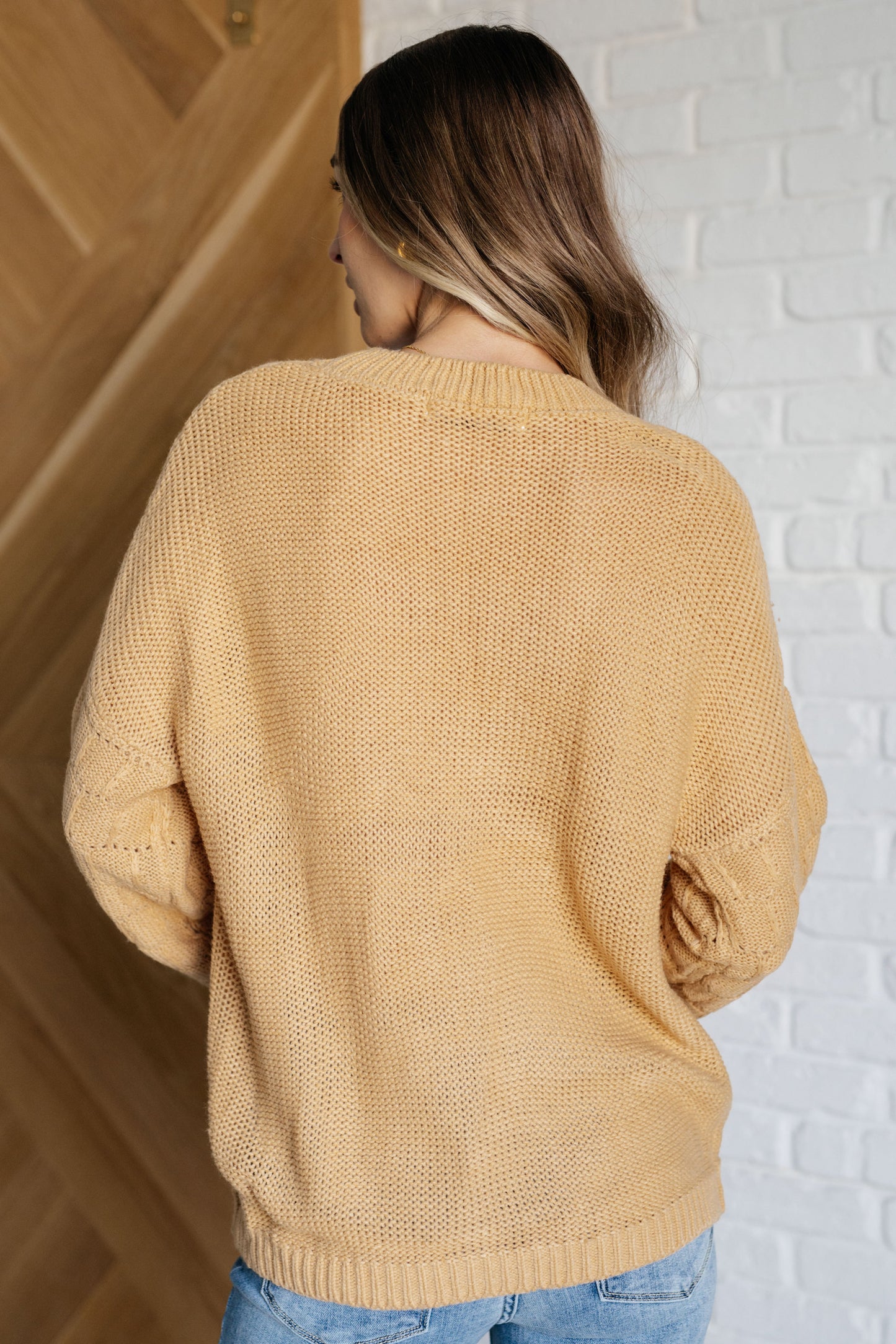 Krisha Bubble Sleeve Sweater in Wheat