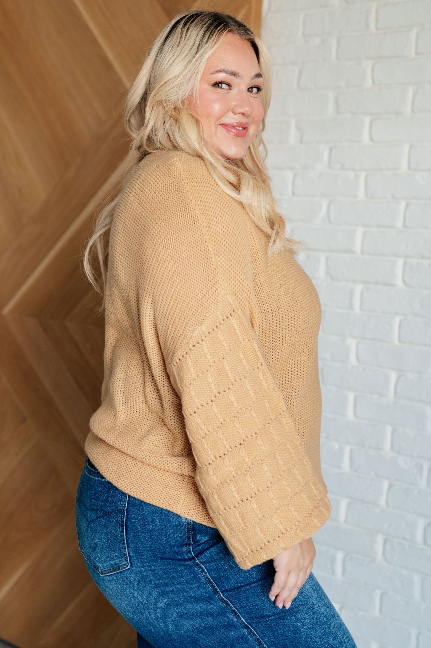 Krisha Bubble Sleeve Sweater in Wheat