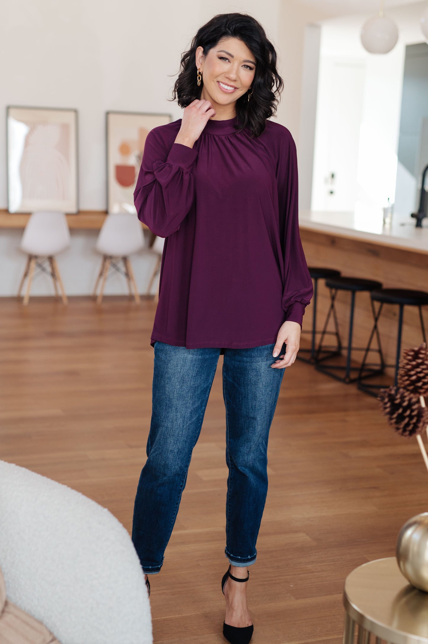 Lavinia Mock Neck Blouse