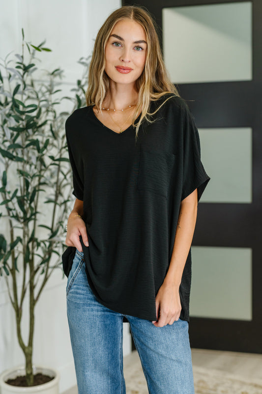 Desi V-Neck Top in Black