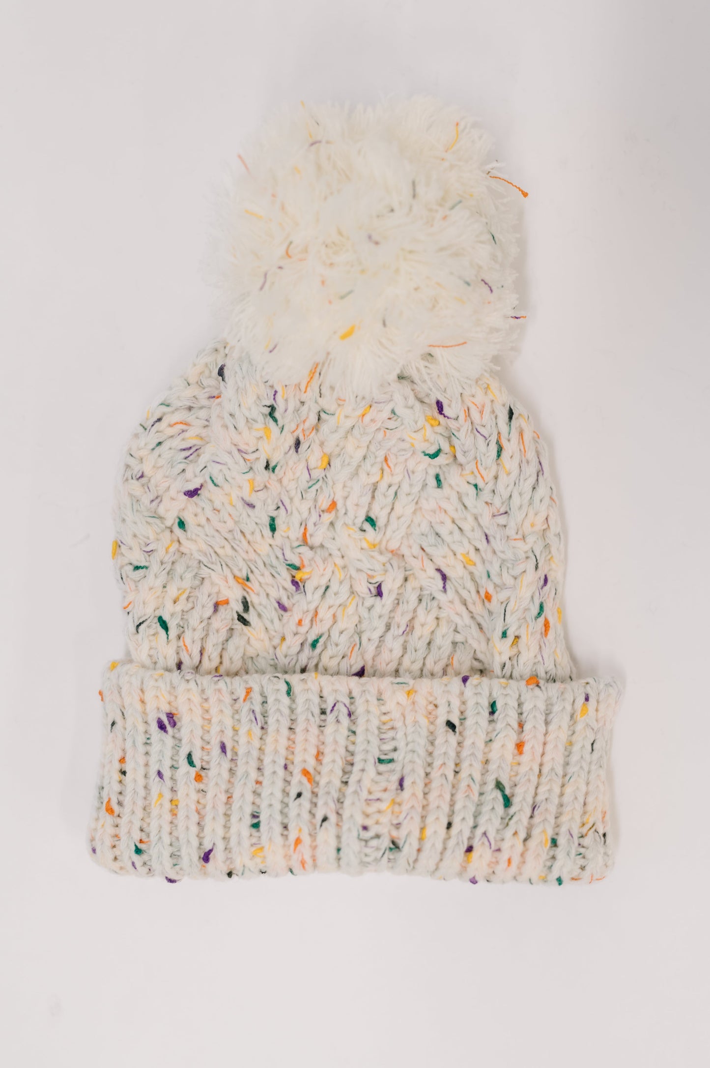 Pom Pom Beanie in Ivory
