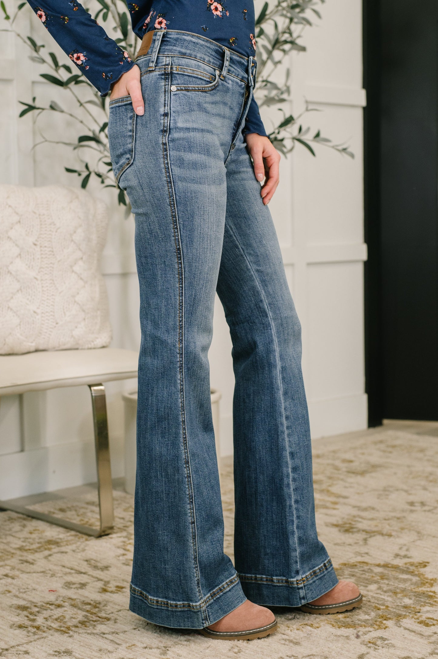 High Waist Flare Tummy Control Double Button WB