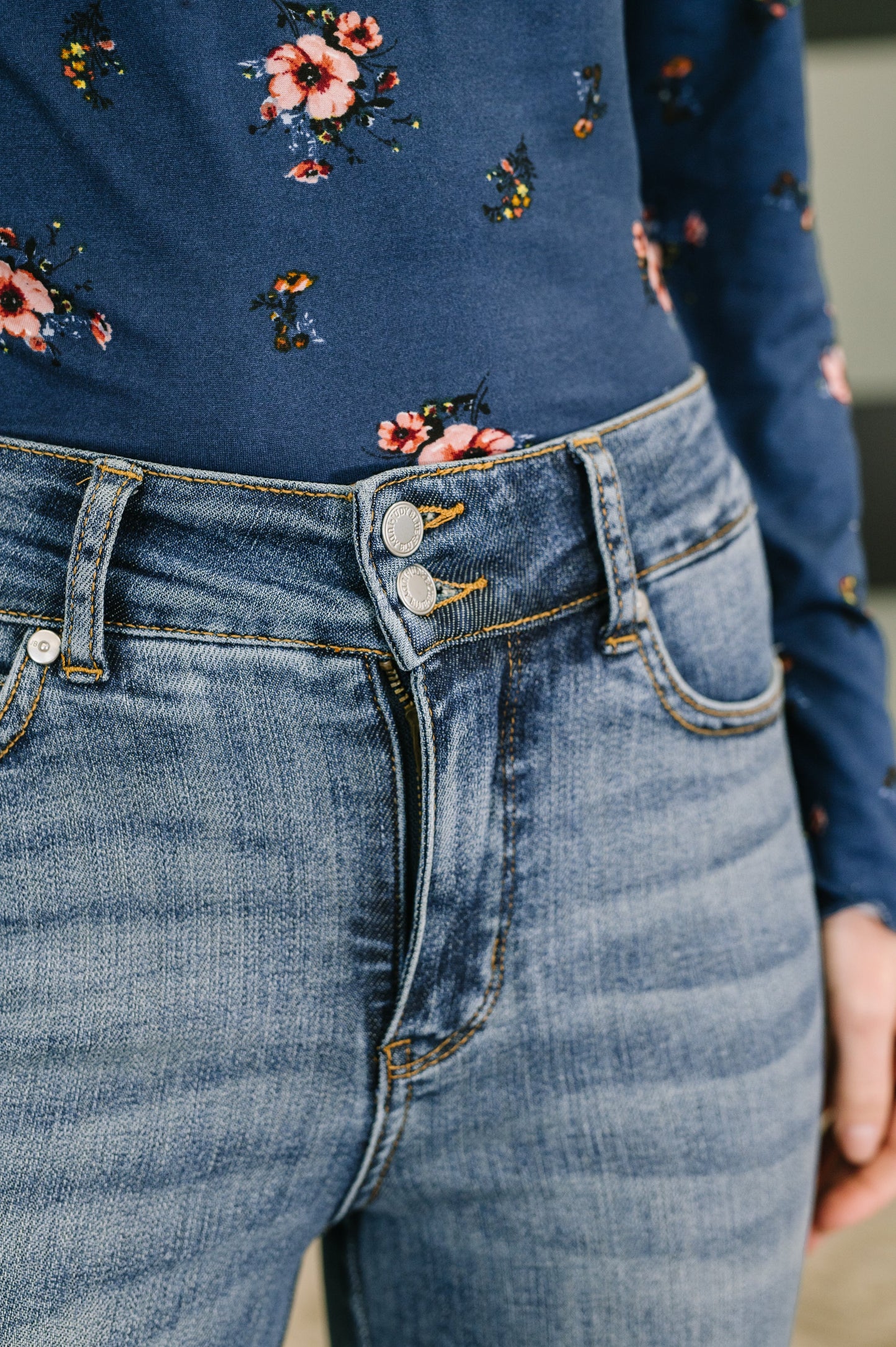 High Waist Flare Tummy Control Double Button WB