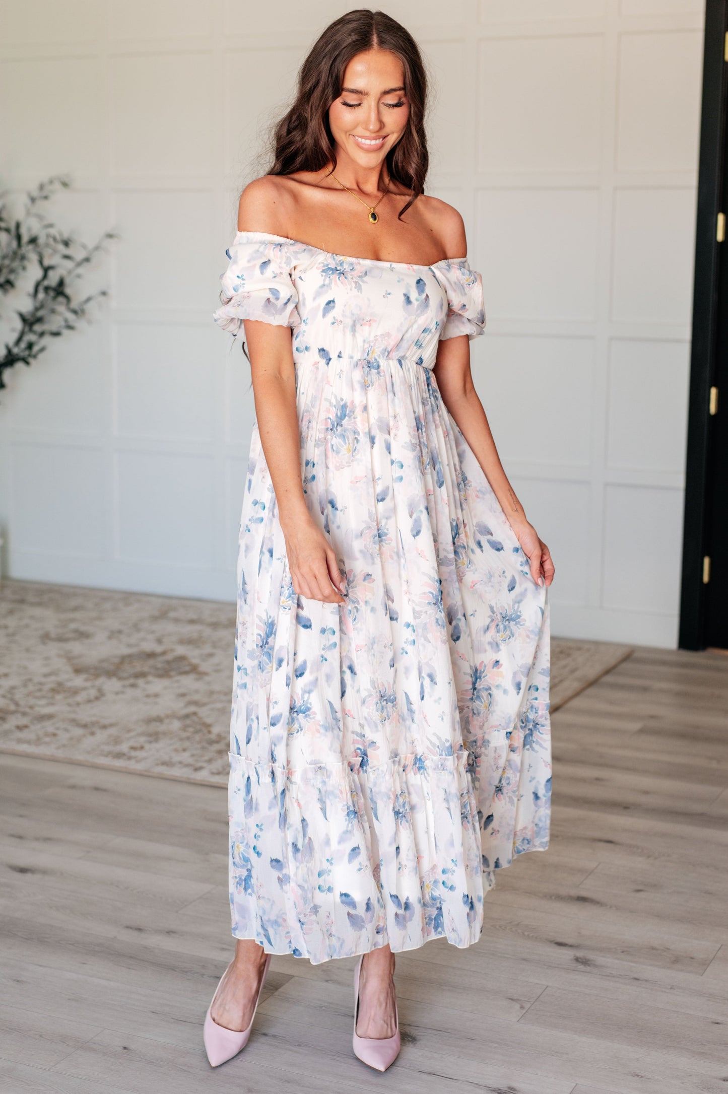 Katy Lee Balloon Sleeve Floral Dress