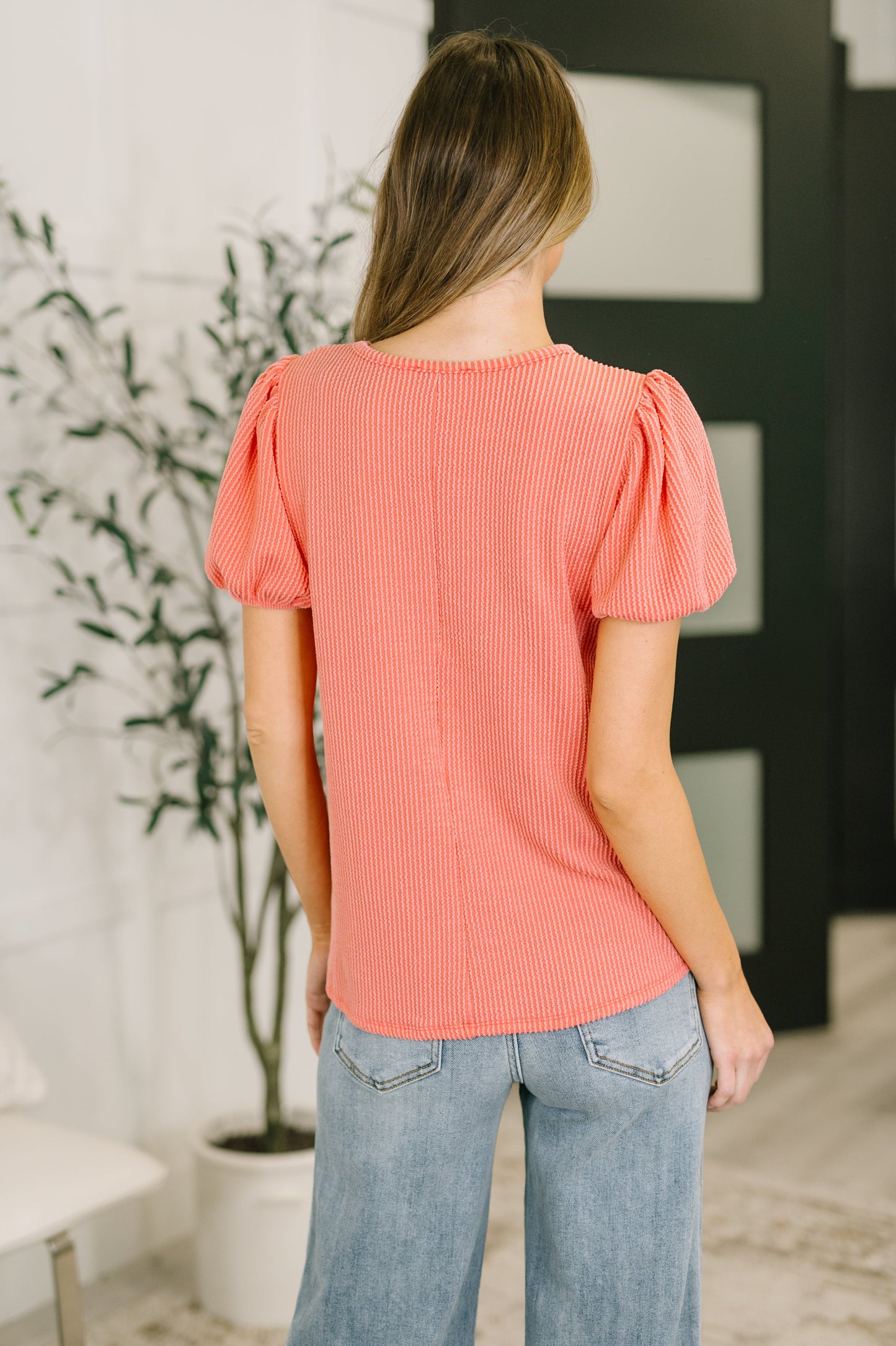 Steffy Balloon Sleeve Blouse in Coral