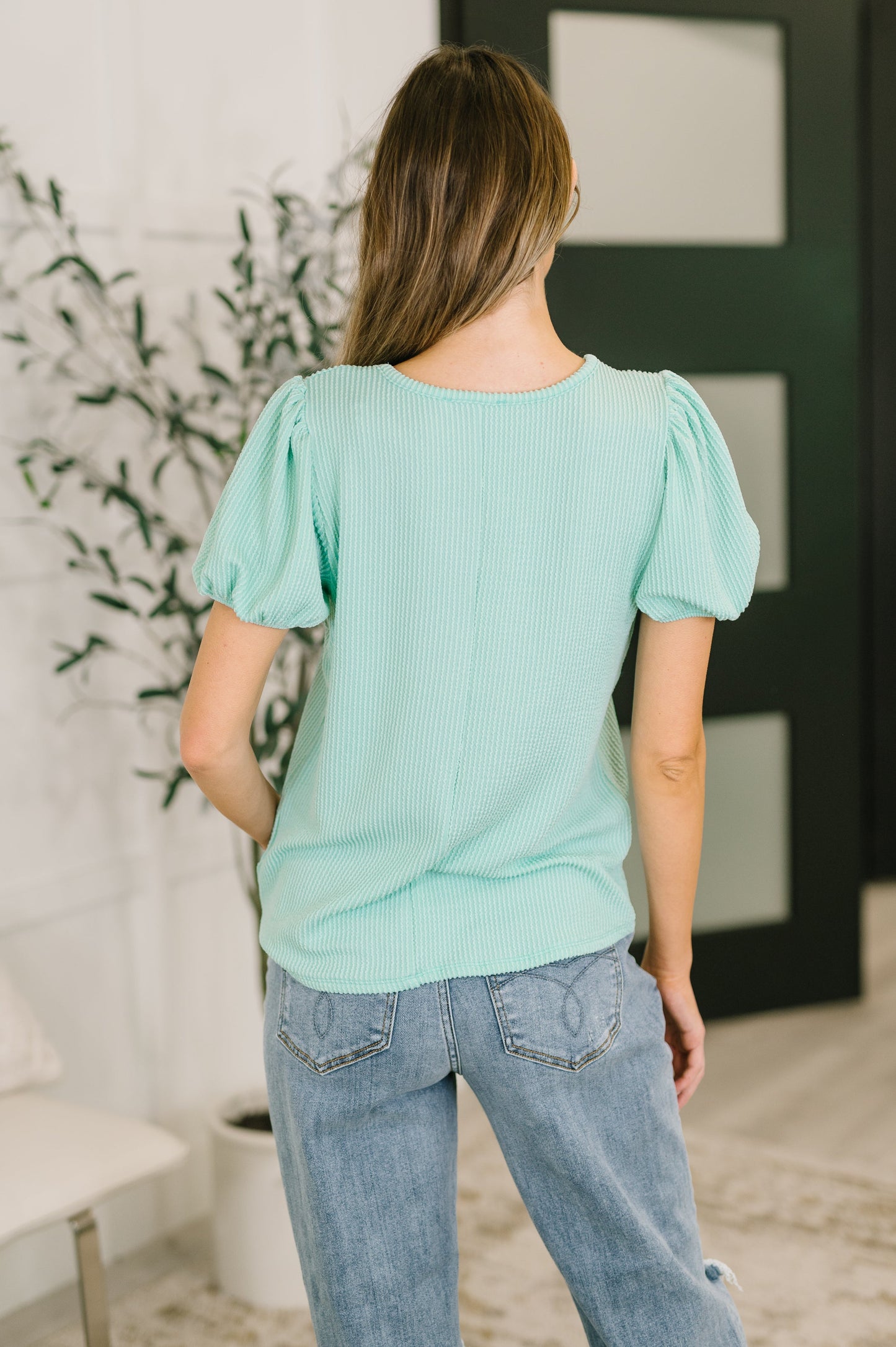 Steffy Balloon Sleeve Blouse in Mint