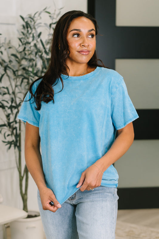 Jules Mineral Wash Tee in Deep Sky