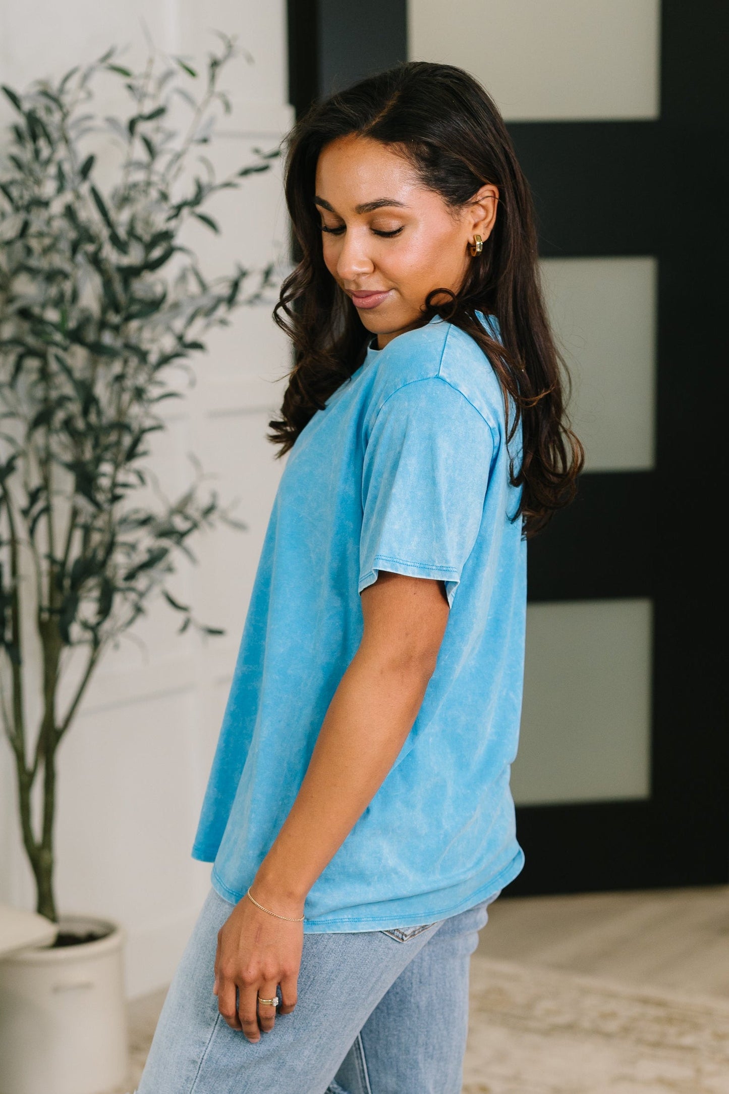 Jules Mineral Wash Tee in Deep Sky