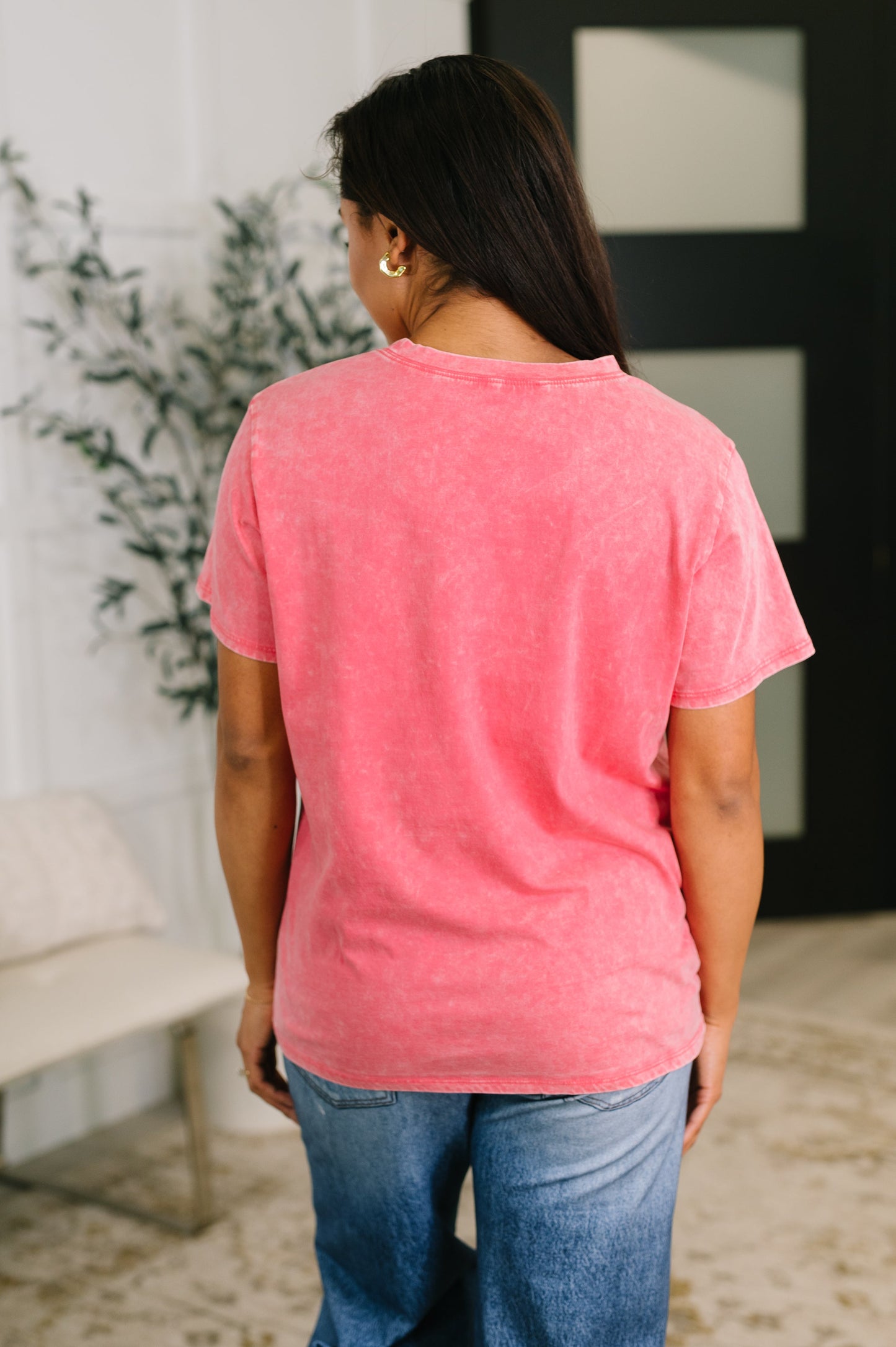 Jules Mineral Wash Tee in Fuchsia
