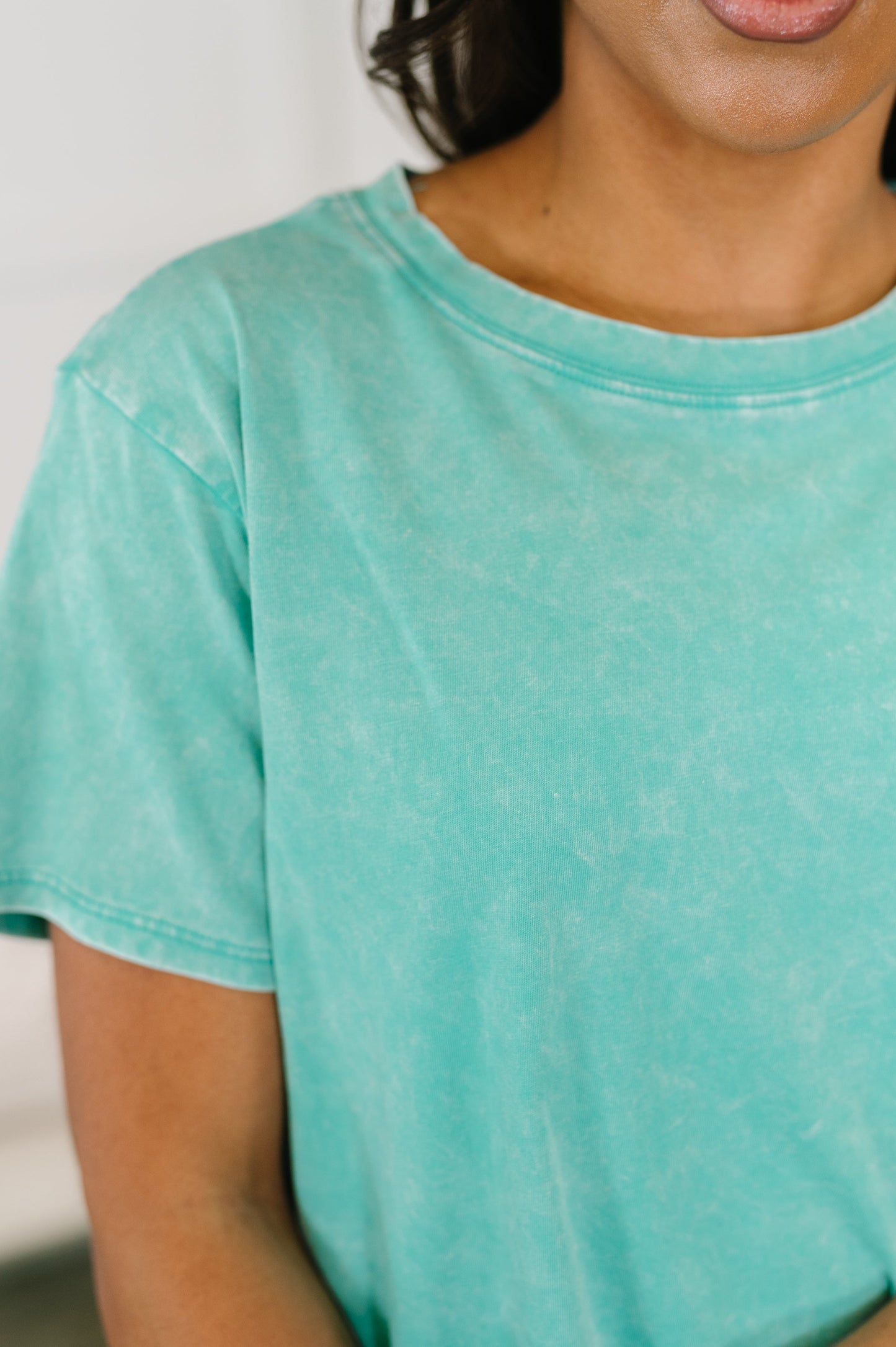 Jules Mineral Wash Tee in Turquoise