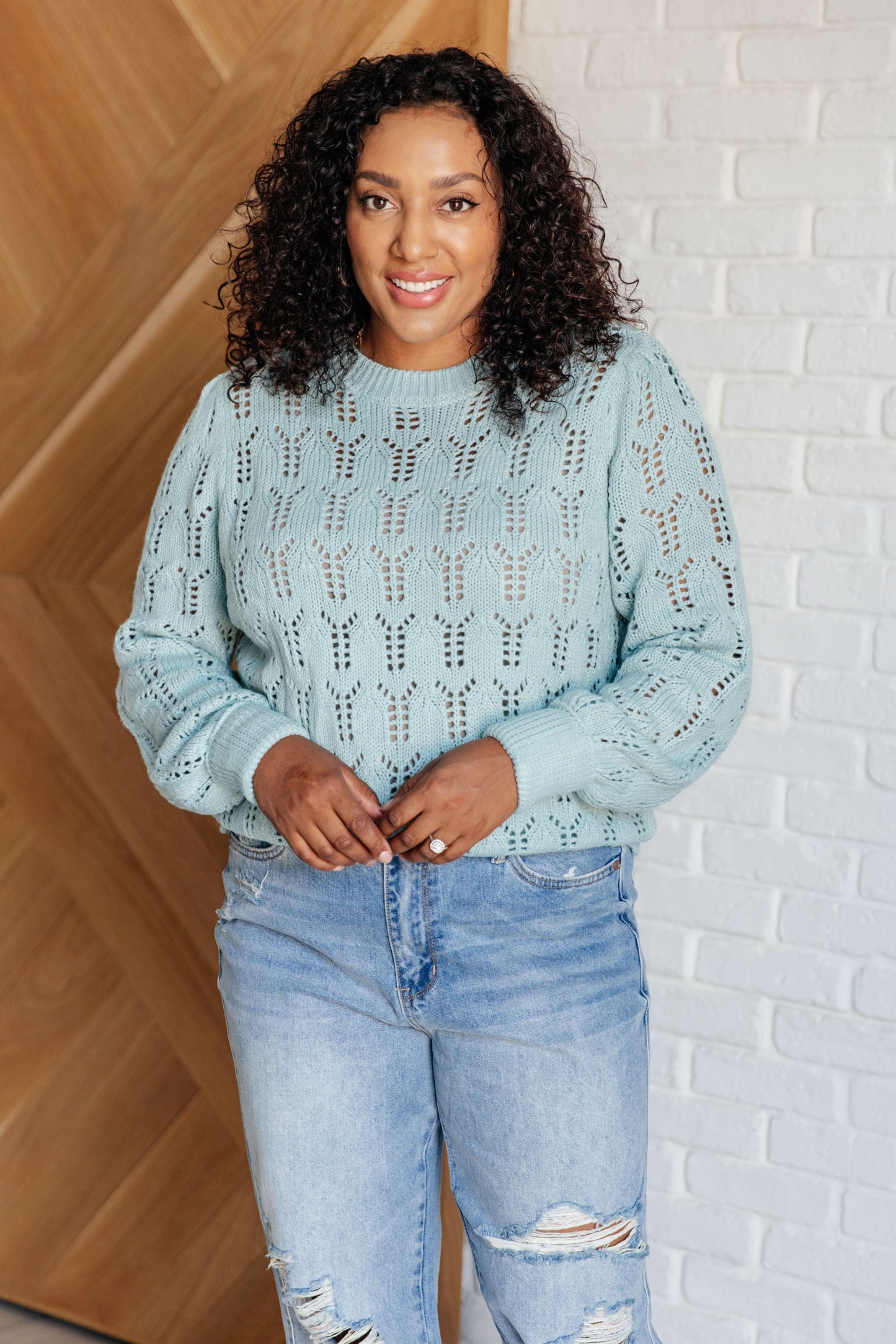 Sherry Sheer Pointelle Knit Sweater