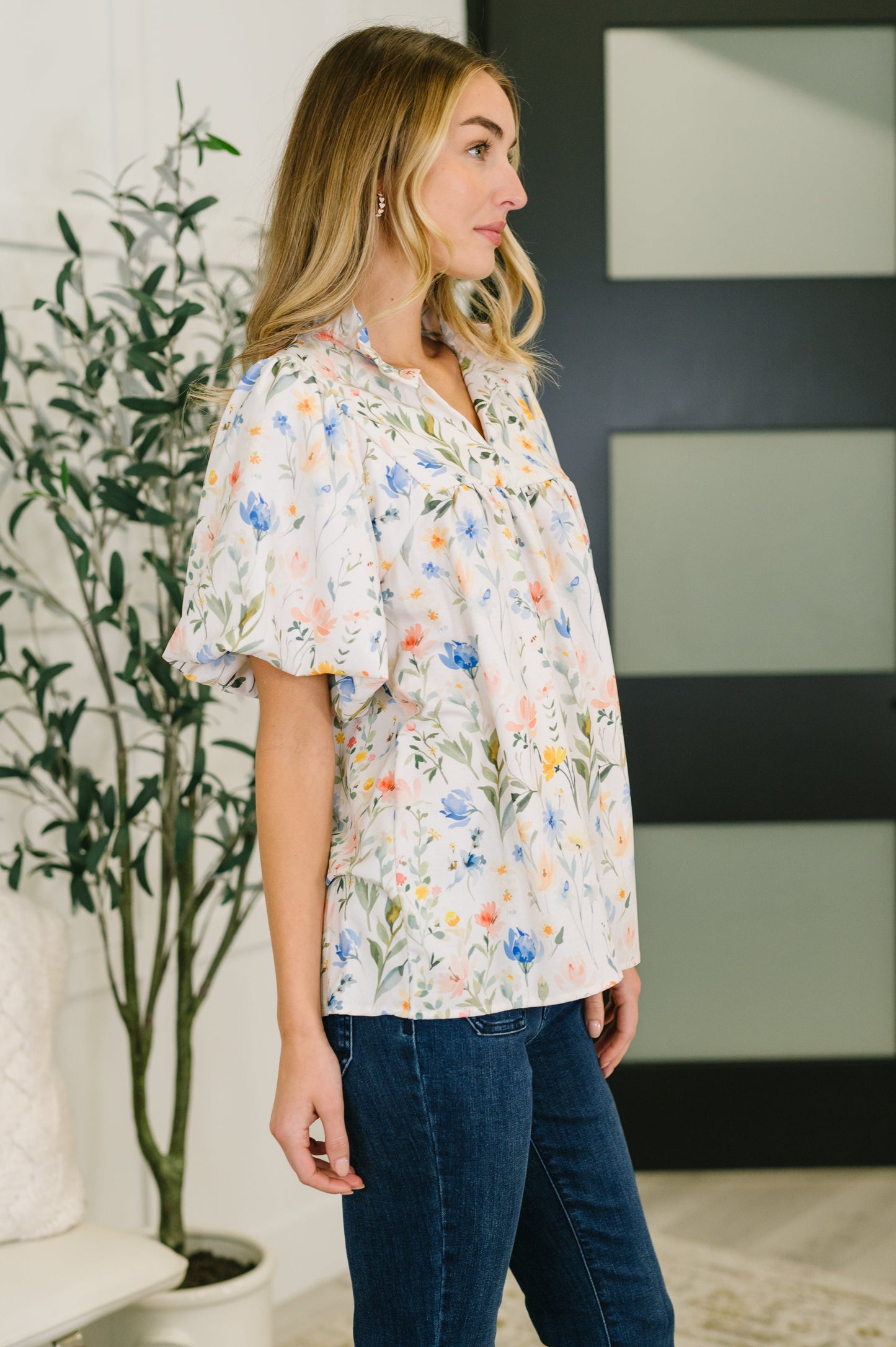 Suzanne Notch Neck Floral Blouse