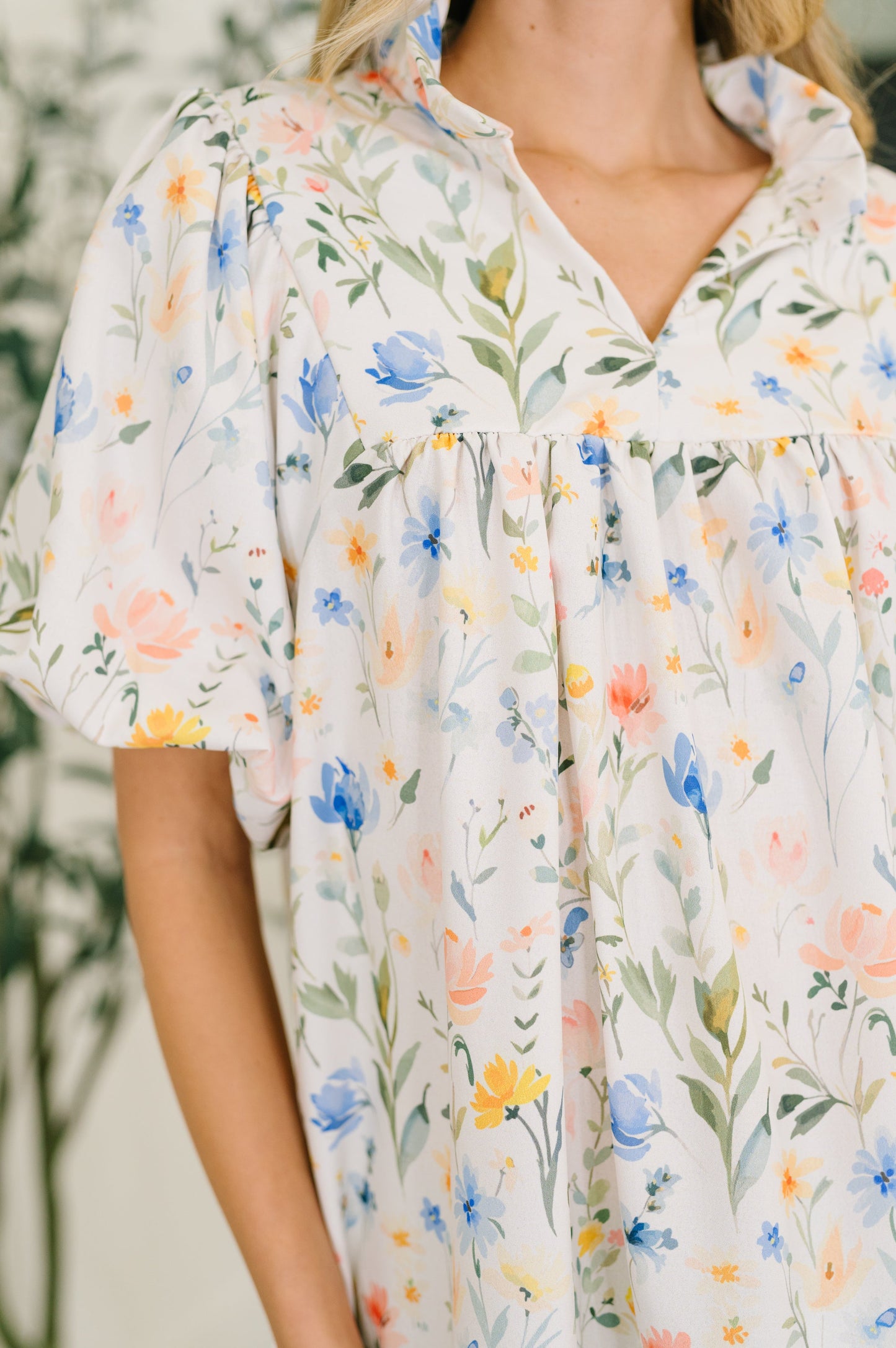 Suzanne Notch Neck Floral Blouse