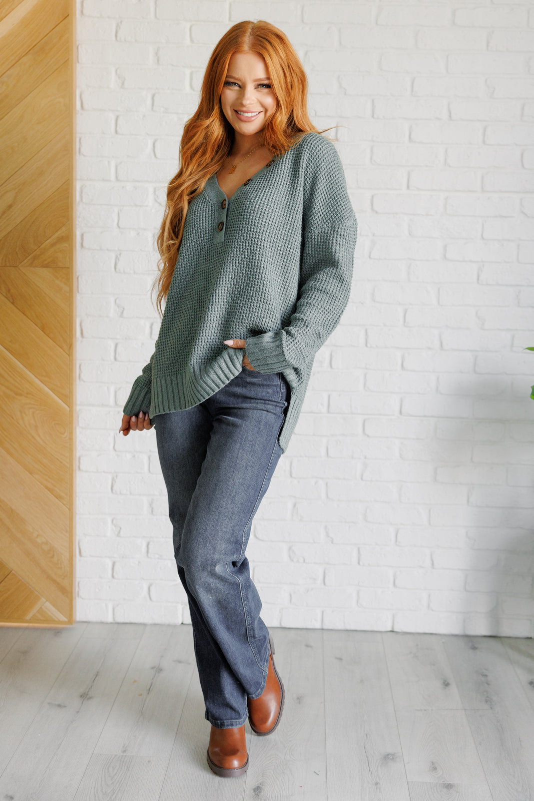 Havilah Drop Shoulder Sweater in Sage