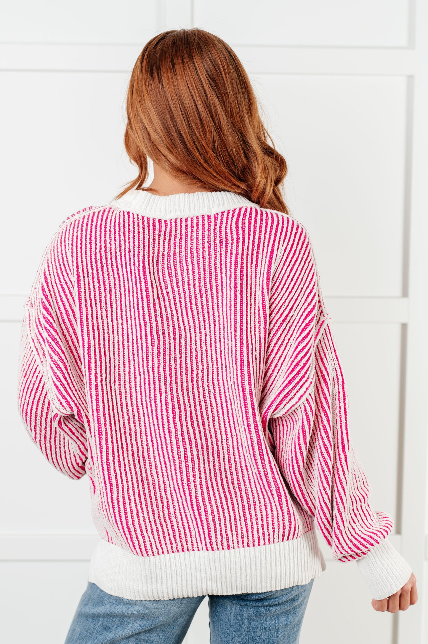 Aviana Contrast Trim Sweater in Pink