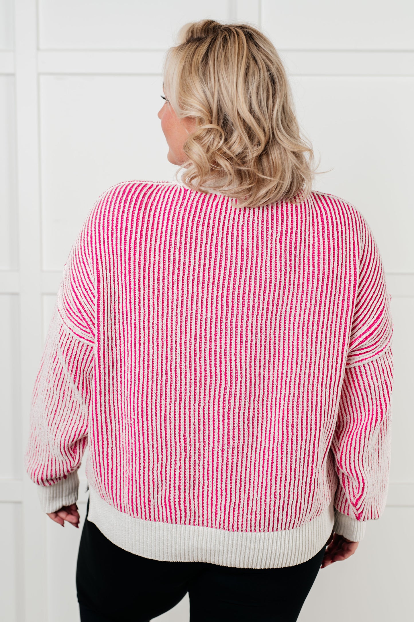 Aviana Contrast Trim Sweater in Pink