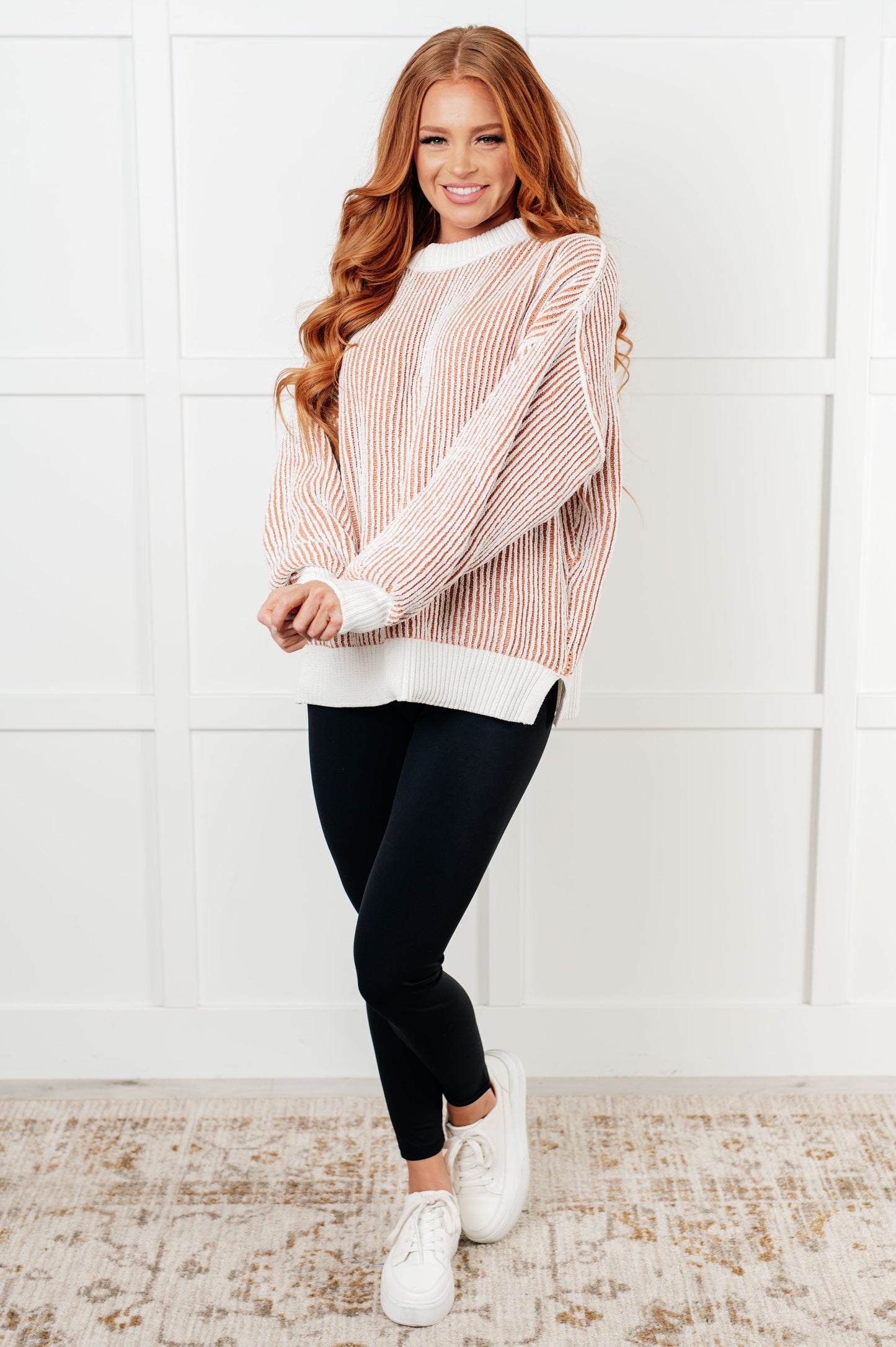 Aviana Contrast Trim Sweater in Camel