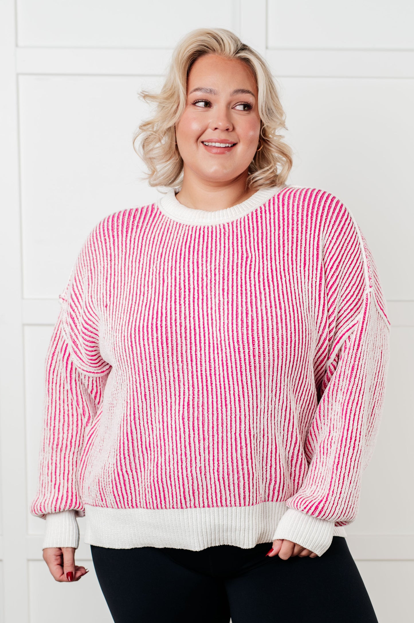 Aviana Contrast Trim Sweater in Pink