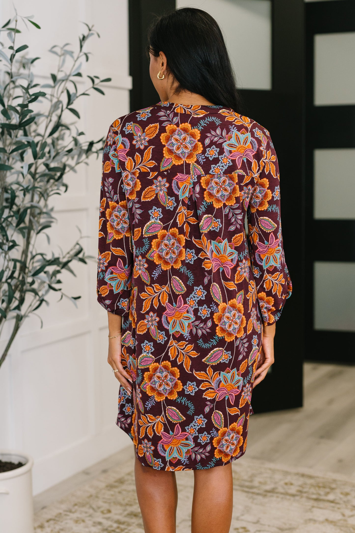 Kyra Long Sleeve Dress in Chocolate Floral