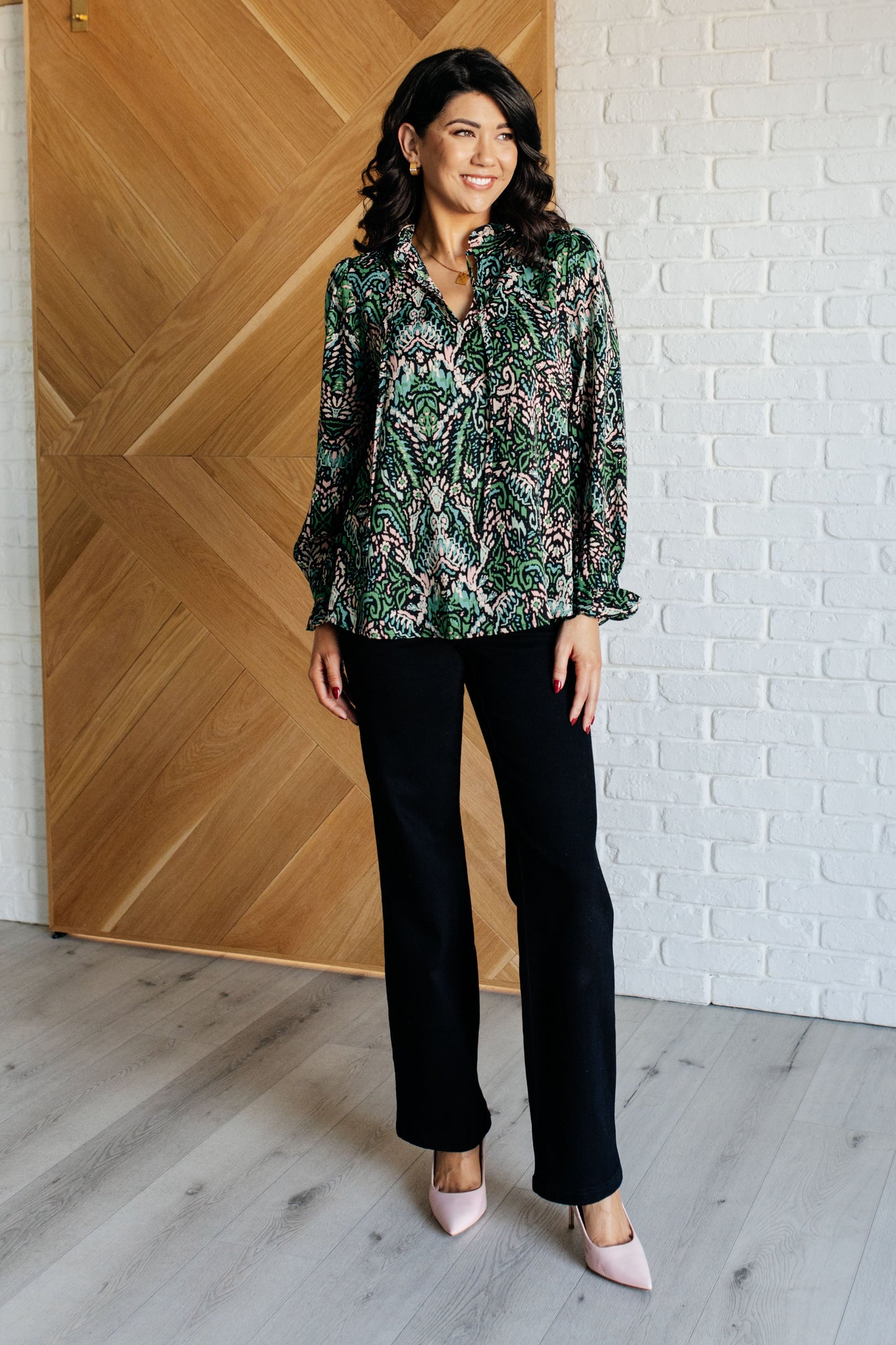 Raiza Damask Print Blouse