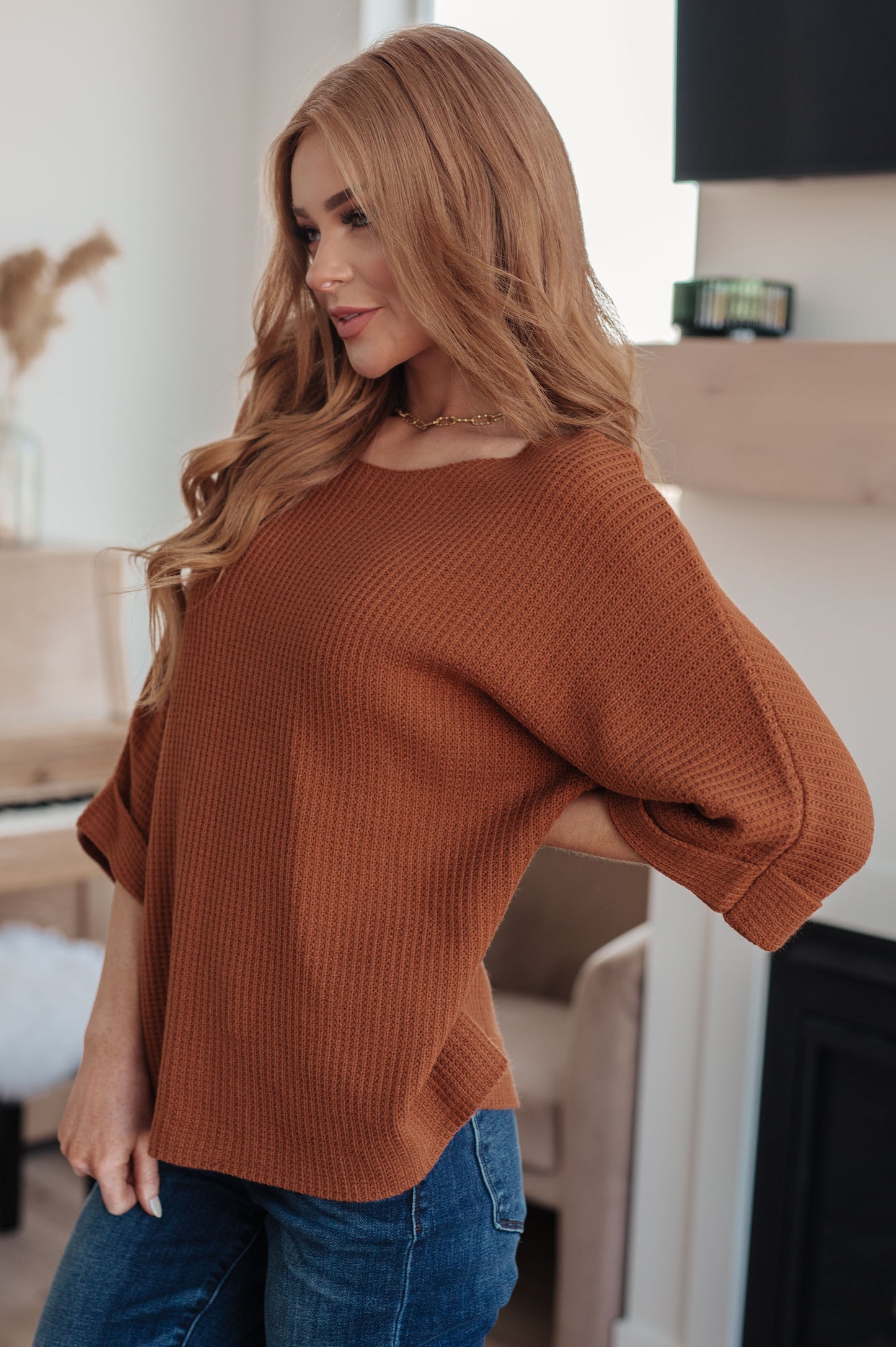 Pumpkin Party Knitted Sweater Top in Rust