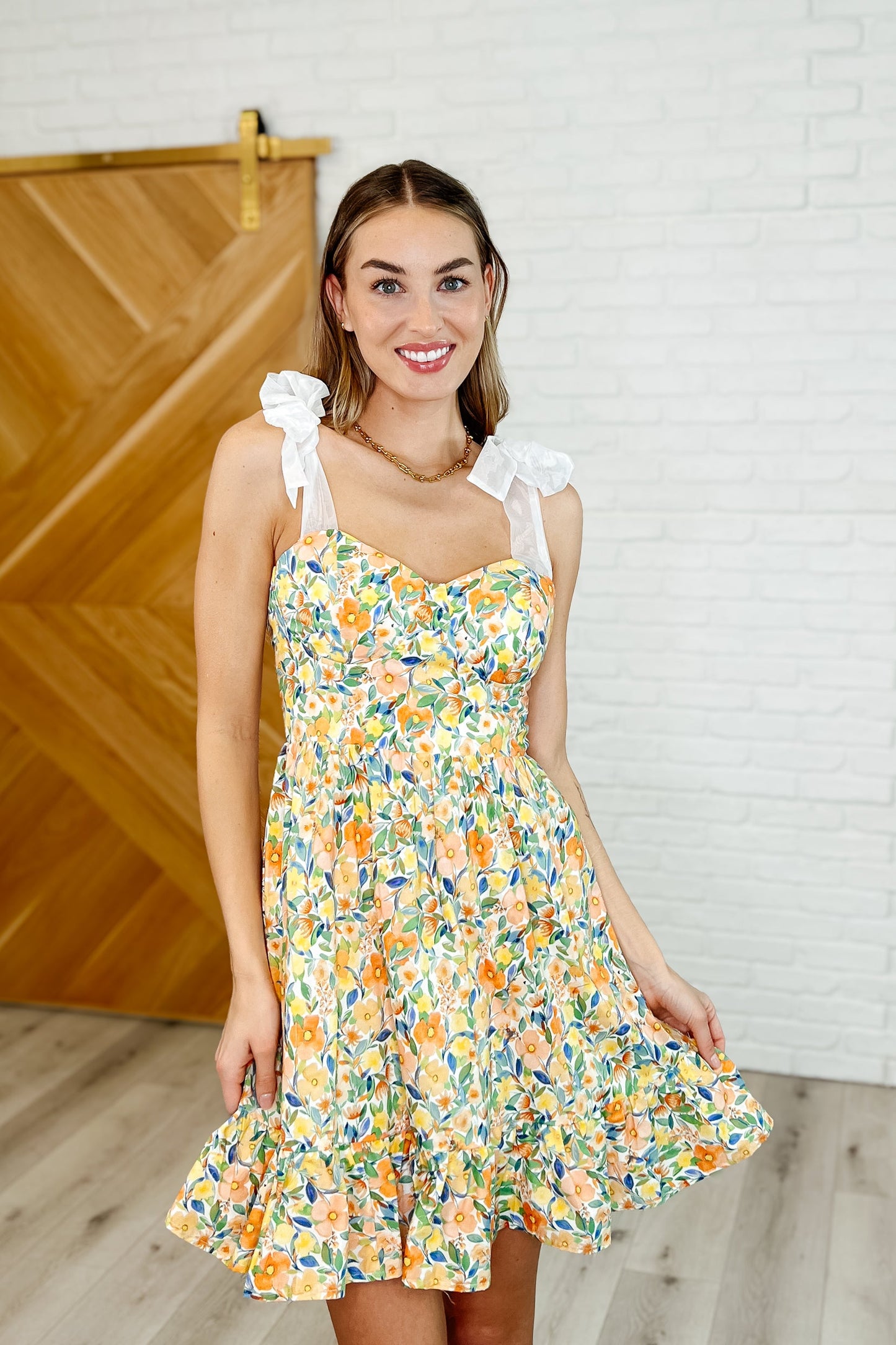 Cassia Flare Mini Dress in Orange